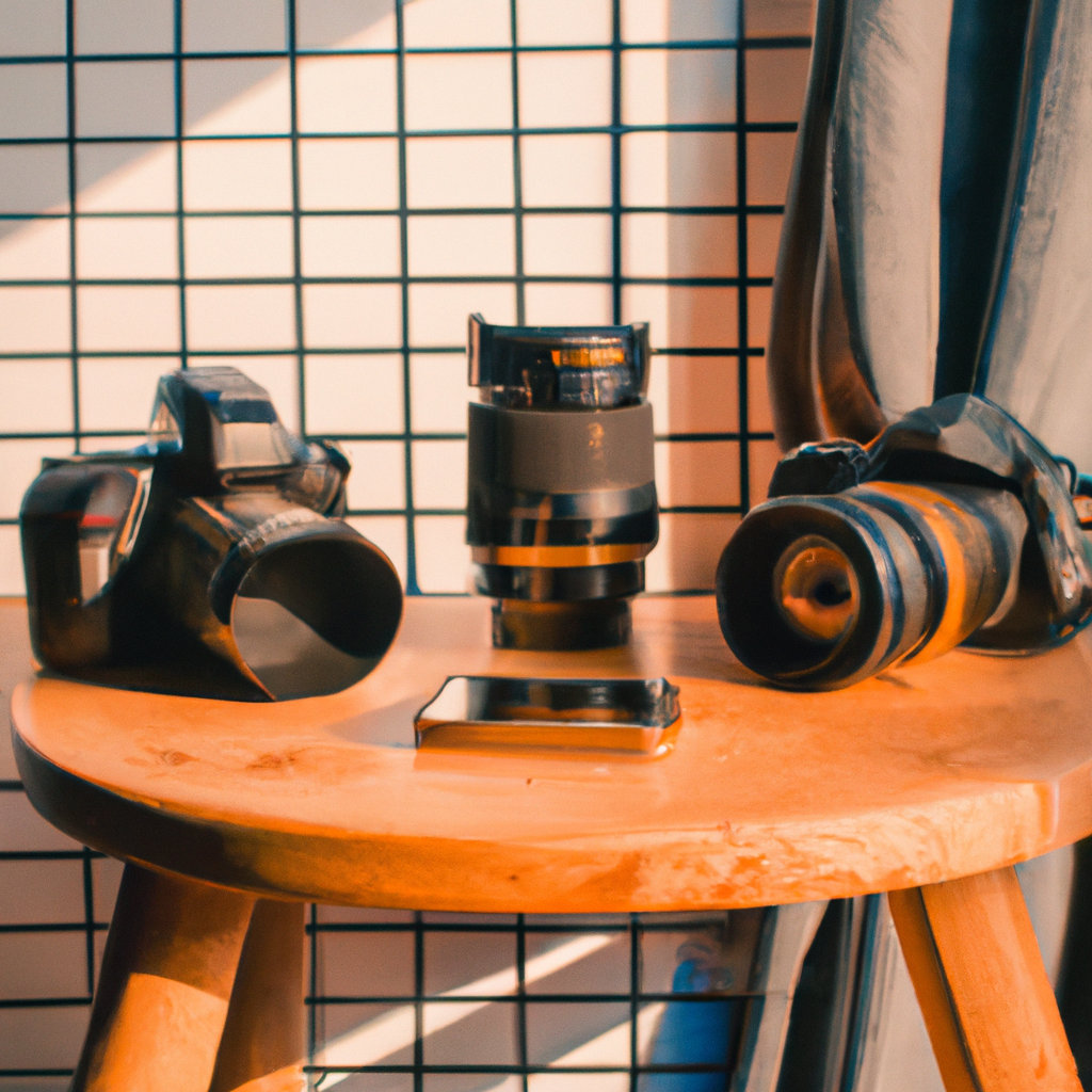 Estudio fotográfico minimalista en Bogotá con cámaras y luz natural