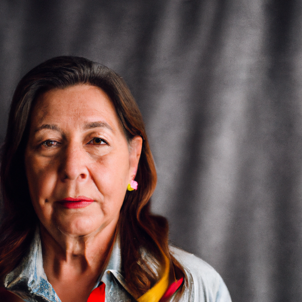 Retrato de Directora de Arte con fondo minimalista y luz suave